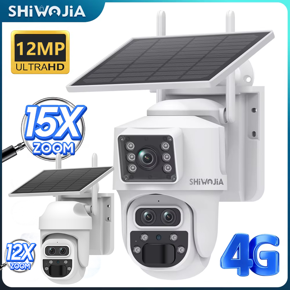 Camera Solar Wireless - SHIWOJIA 12MP 6K 15X Zoom Solar