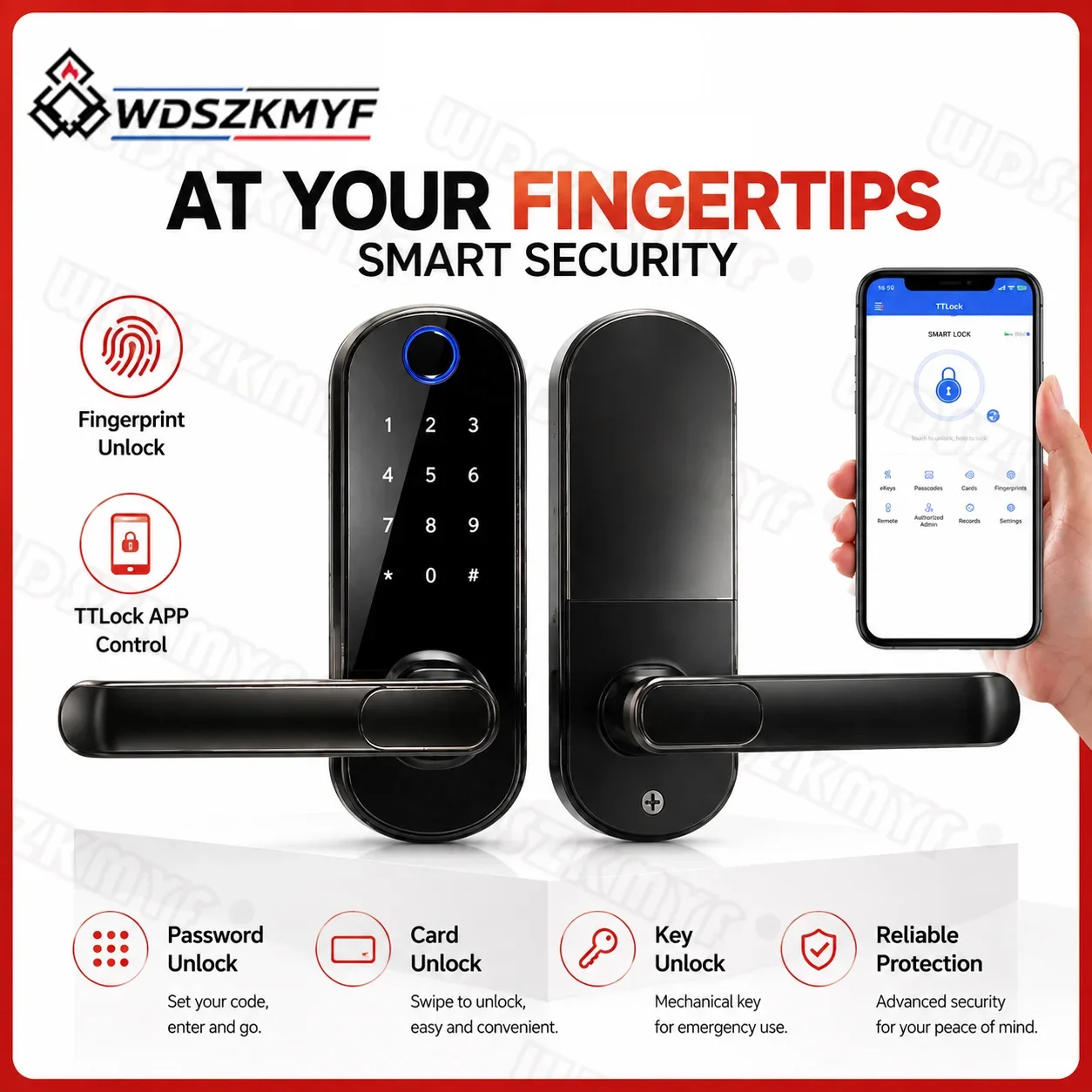 Home Security Battery - Smart Door Lock Fingerprint Access Control