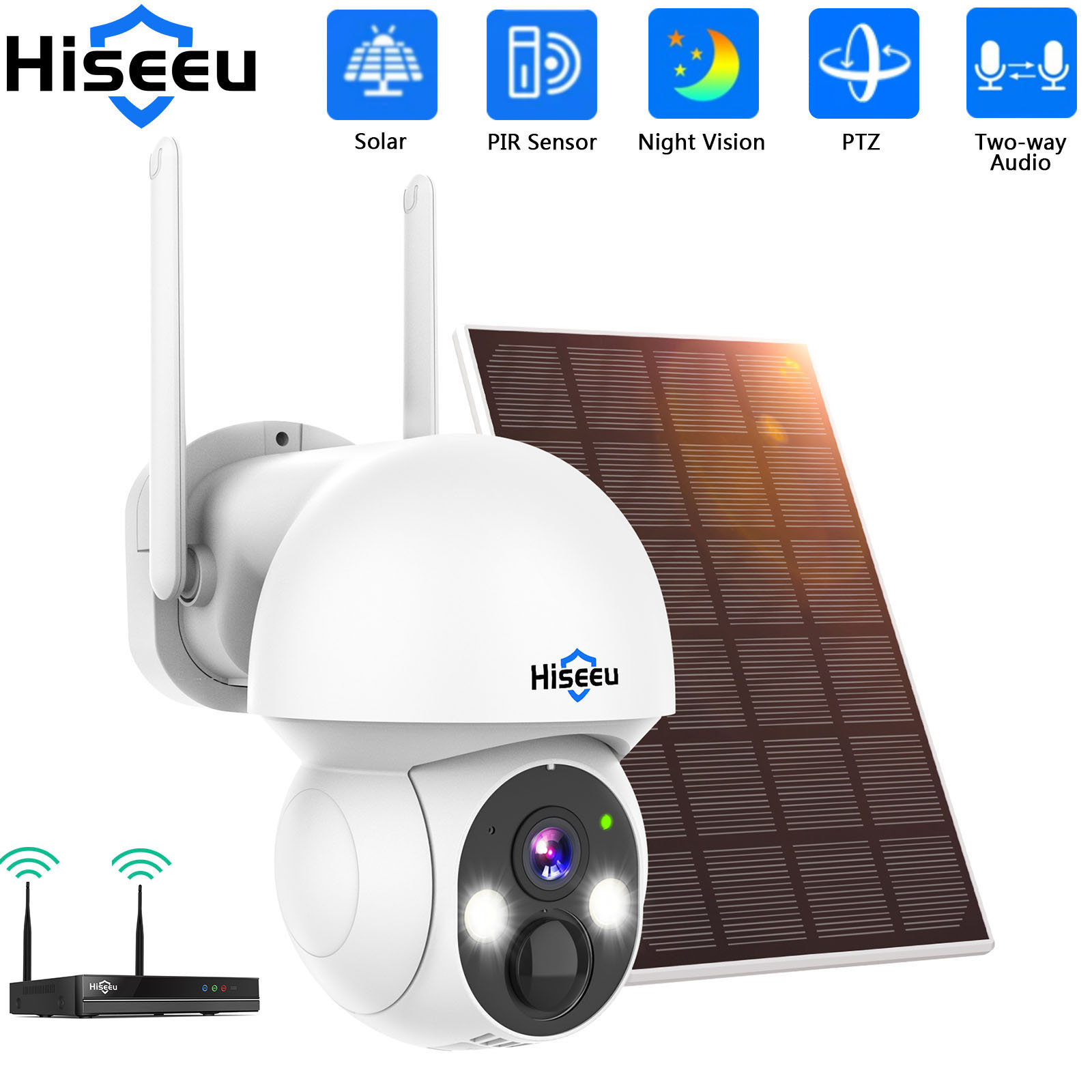 Hiseeu 2K 4MP WIFI PTZ Solar I - Camera Solar Wireless ulasan dan harga