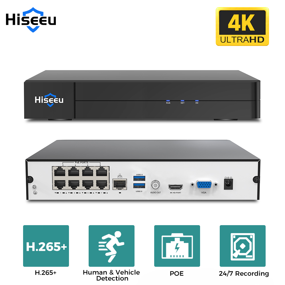 Hiseeu 8CH 4K PoE NVR Network  - Home Security With Cameras ulasan dan harga