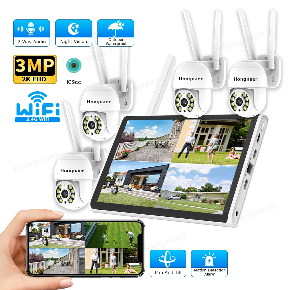 2026 Hongnaer 3MP 4 Channel Wi - Home Security With Cameras ulasan dan harga