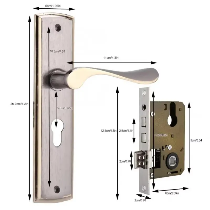 Gold Door Handle Lock Silent H - Home Security Essential ulasan dan harga