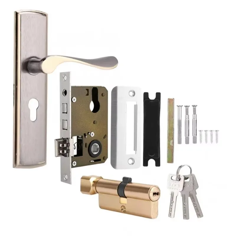 Gold Door Handle Lock Silent H - Home Security Essential ulasan dan harga