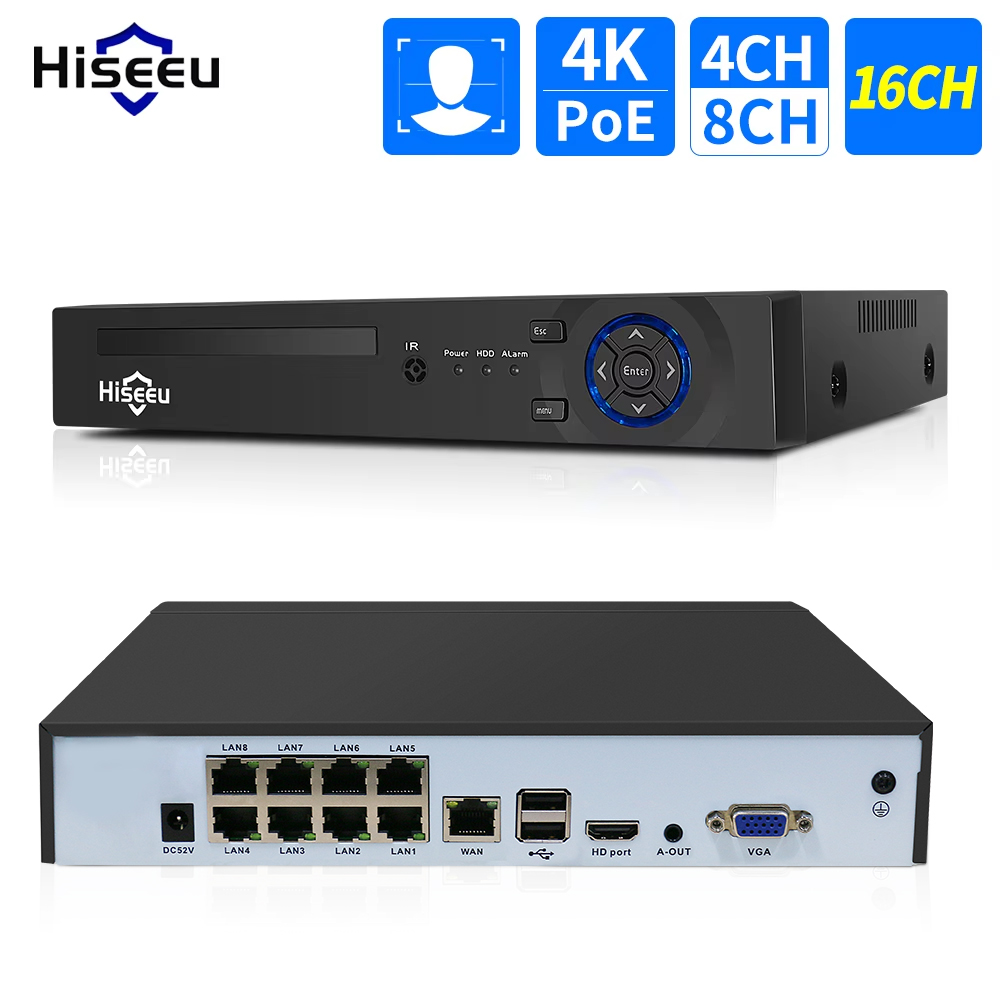 Hiseeu 4CH 10CH 16CH 4K 8MP 5M - Home Security With Cameras ulasan dan harga