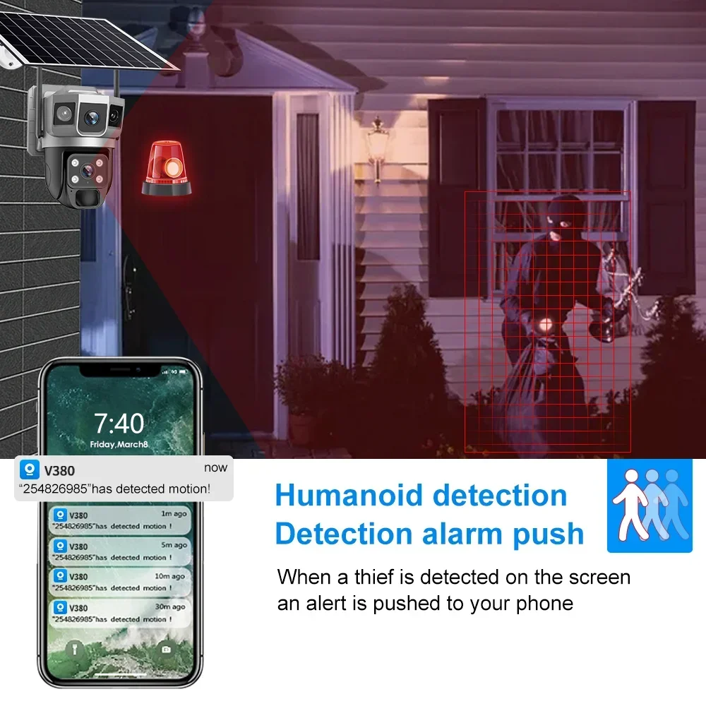 V380 4K 3 Screens 4G Camera So - Home Security Battery ulasan dan harga