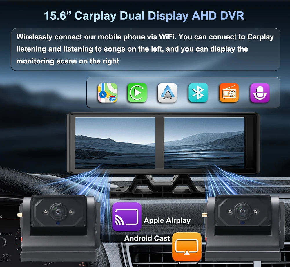 15.6 Inch Android Auto Carpaly - Camera Solar Wireless ulasan dan harga