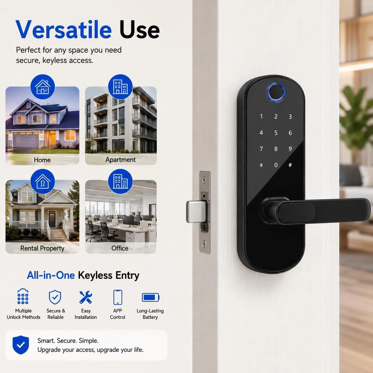 Smart Door Lock Fingerprint Ac - Home Security Battery ulasan dan harga