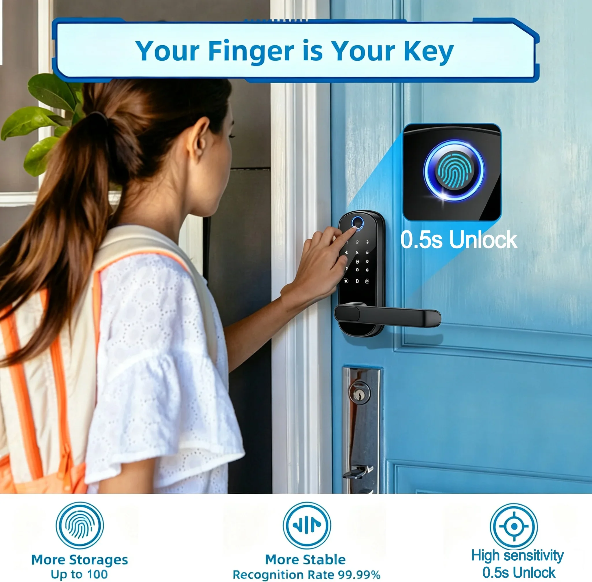 Smart Door Lock Fingerprint Ac - Home Security Battery ulasan dan harga
